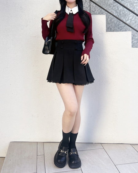 INGNI(イング) バックレースアップタックフレアスカート クロ