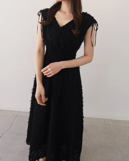 INGNI(イング) ジャガードフリンジワンピース クロ