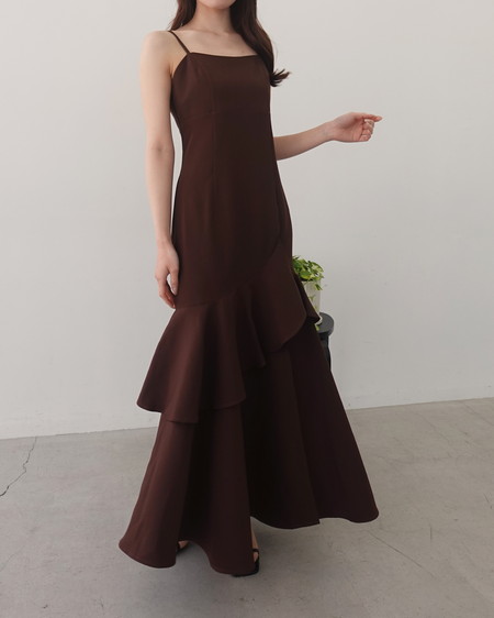 【INGNI SOELA】新作 バックレースアップアシメスリットキャミワンピース