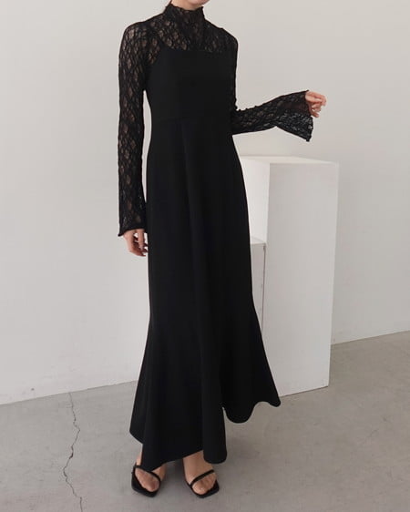 INGNI（イング） ハイネックレーストップス ｸﾛ