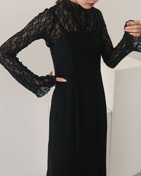 INGNI（イング） ハイネックレーストップス ｸﾛ