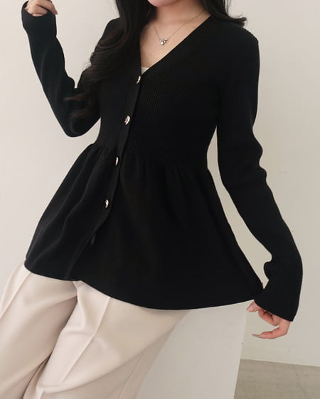 【INGNI SOELA】新作 金ボタンペプラムニットカーディガン