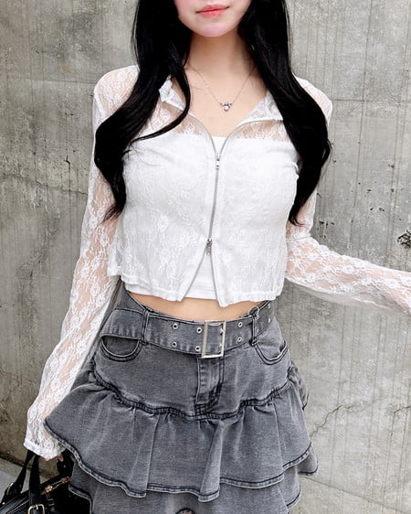 INGNI（イング） ダブルジップレースパーカー ｵﾌﾎﾜｲﾄ