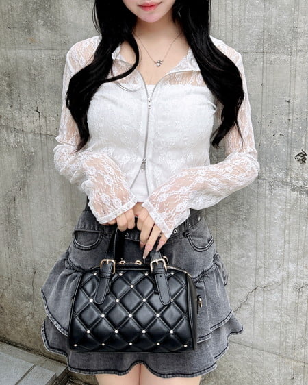 INGNI（イング） ダブルジップレースパーカー ｵﾌﾎﾜｲﾄ