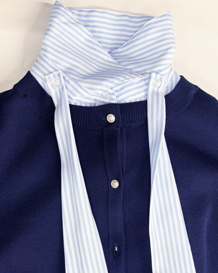 INGNI（イング） ボウタイドッキングニット ｺﾝ/ﾌﾞﾙｰｽﾄﾗｲﾌﾟ