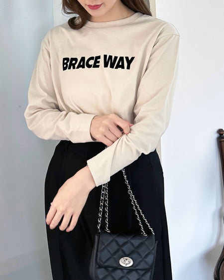 INGNI（イング） アソートロゴロングTシャツ ﾗｲﾄﾍﾞｰｼﾞｭ/ｸﾛ