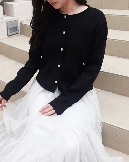 【INGNI SOELA】新作 金ボタンスポンディッシュニットカーディガン