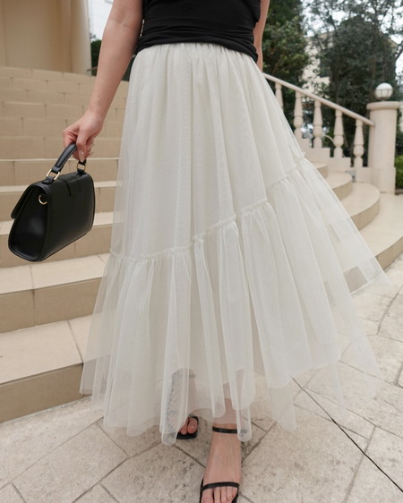 INGNI（イング） ラメチュールフレアスカート ｵﾌﾎﾜｲﾄ