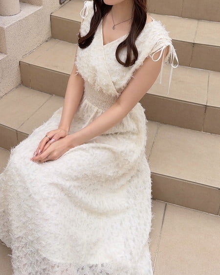 INGNI（イング） ジャガードフリンジワンピース ｱｲﾎﾞﾘｰ