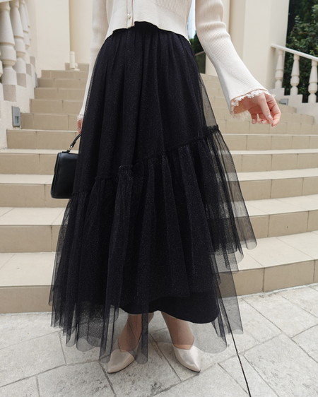 【INGNI SOELA】新作 ラメチュールフレアスカート
