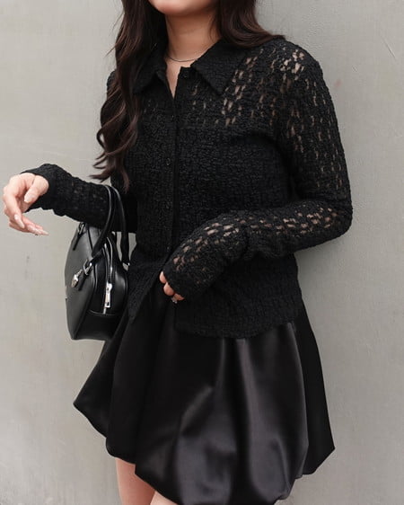 INGNI（イング） ストレッチレーストップス ｸﾛ