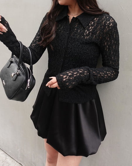 INGNI（イング） ストレッチレーストップス ｸﾛ