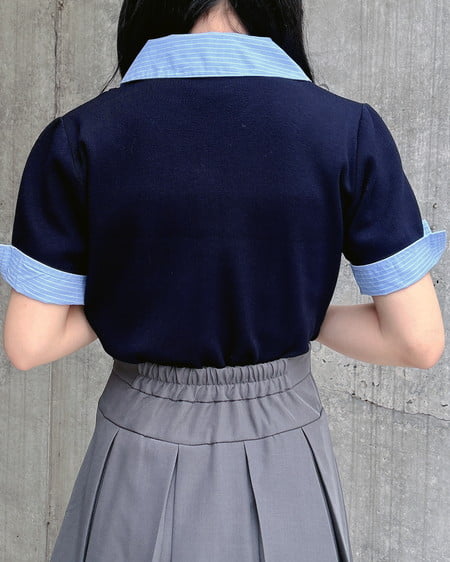 INGNI（イング） シャツレイヤード風半袖ニット ｺﾝ/ﾌﾞﾙｰｽﾄﾗｲﾌﾟ