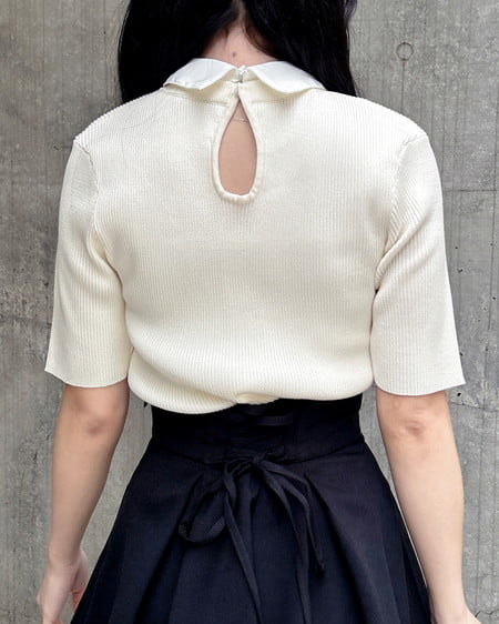 INGNI（イング） 襟付ボウタイ半袖ニット ｱｲﾎﾞﾘｰ