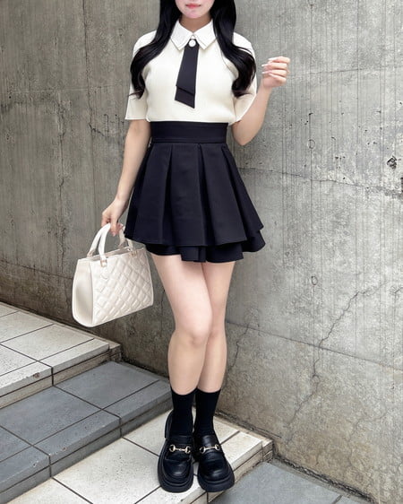 INGNI（イング） 襟付ボウタイ半袖ニット ｱｲﾎﾞﾘｰ