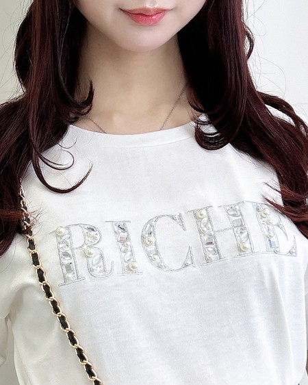 INGNI（イング） ビジューロゴTシャツ ｵﾌﾎﾜｲﾄ