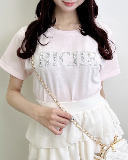 INGNI（イング） ビジューロゴTシャツ ﾗｲﾄﾋﾟﾝｸ