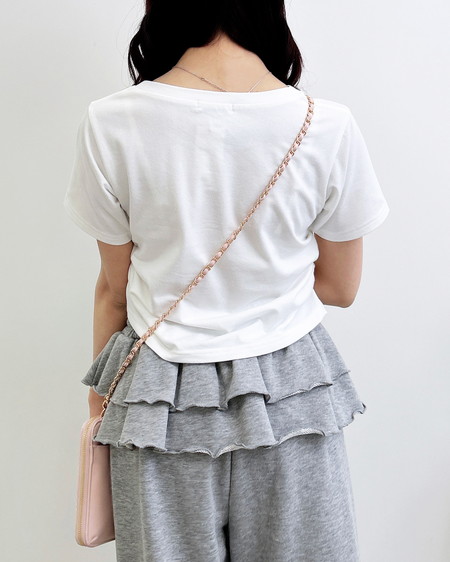 INGNI（イング） ハートレース抜きサイドギャザーTシャツ ｵﾌﾎﾜｲﾄ