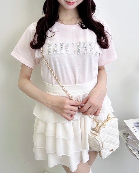INGNI（イング） ビジューロゴTシャツ ﾗｲﾄﾋﾟﾝｸ