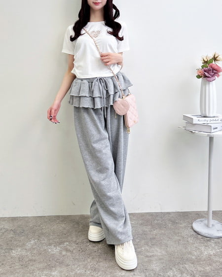 INGNI（イング） フリルスウェットパンツ ｸﾞﾚｰ