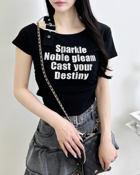 INGNI（イング） 肩ベルトロゴTシャツ ｸﾛ