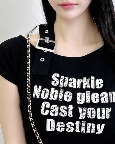 INGNI（イング） 肩ベルトロゴTシャツ ｸﾛ