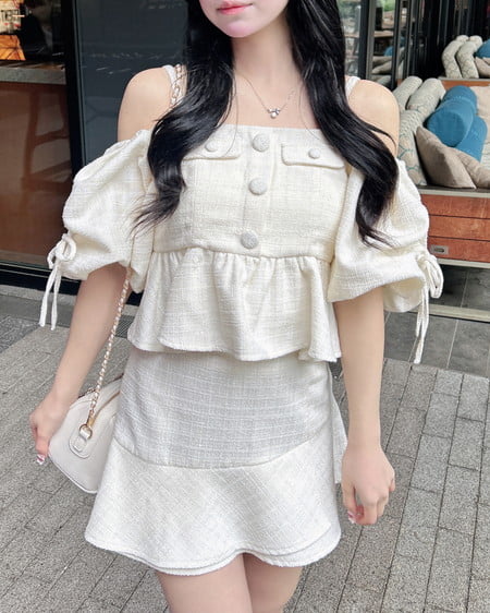 INGNI（イング） アシメ切替ツイードミニスカパン ｵﾌ/ﾂｲｰﾄﾞ