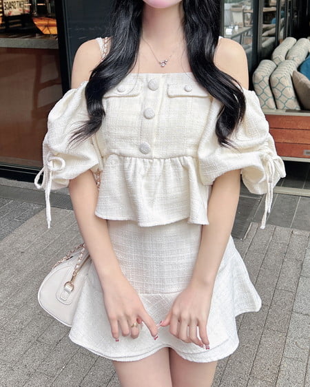 INGNI（イング） アシメ切替ツイードミニスカパン ｵﾌ/ﾂｲｰﾄﾞ