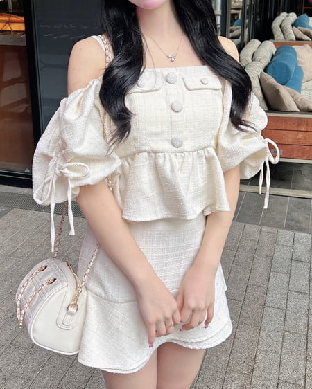 INGNI（イング） アシメ切替ツイードミニスカパン ｵﾌ/ﾂｲｰﾄﾞ