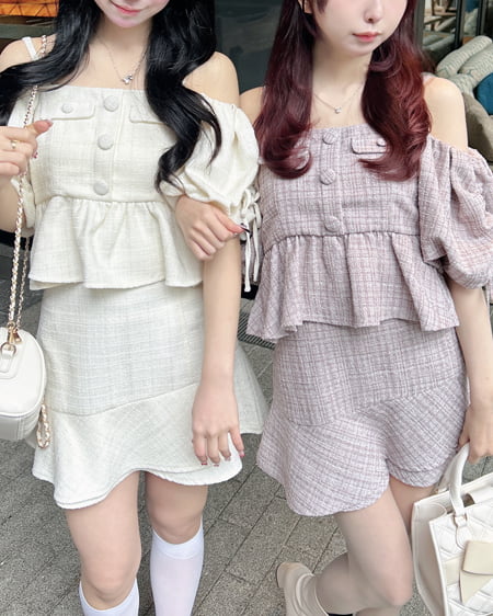 INGNI（イング） アシメ切替ツイードミニスカパン ｵﾌ/ﾂｲｰﾄﾞ