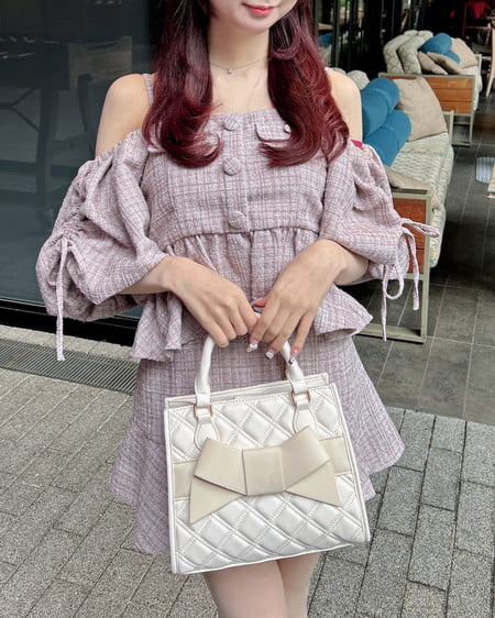 INGNI(イング) アシメ切替ツイードミニスカパン ピンク/ツイード