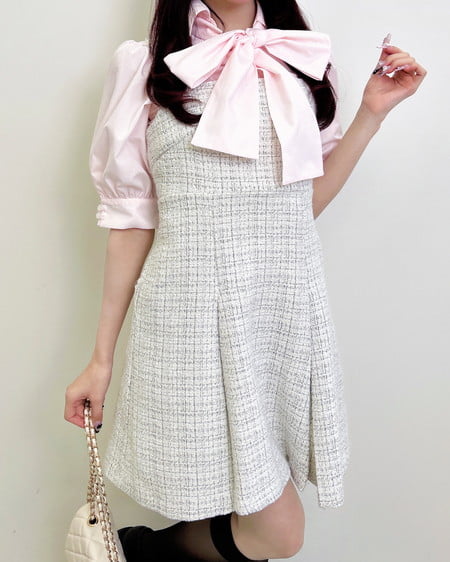 INGNI(イング) バックレースアップツイードミニキャミワンピース(セットアップ対応) オフ/ツイード