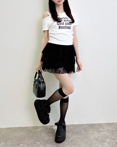 INGNI(イング) レースフリルミニスカパン/A クロ