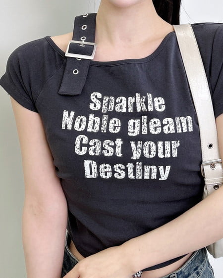 INGNI(イング) 肩ベルトロゴTシャツ チャコールグレー