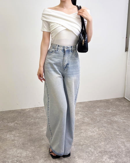 INGNI（イング） グリッターラメデニムワイドパンツ ﾃﾞﾆﾑ/ﾗｲﾄﾌﾞﾙｰ