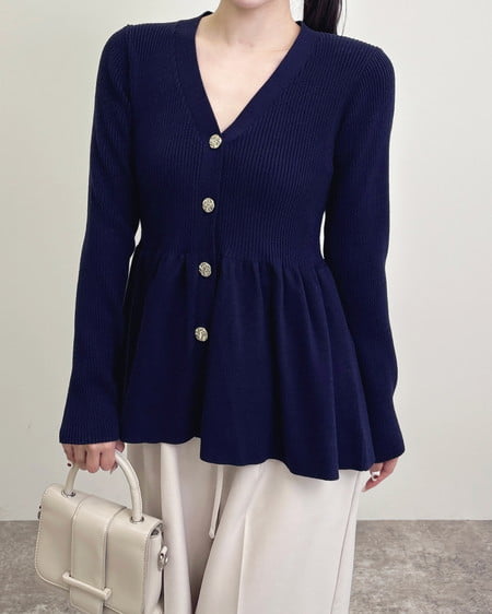 INGNI（イング） 金ボタンペプラムニットカーディガン ｺﾝ