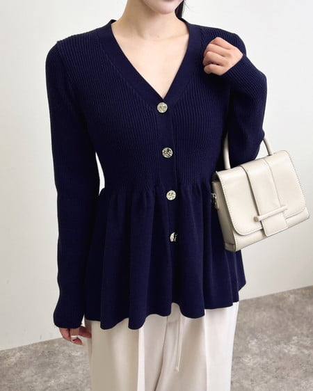 INGNI（イング） 金ボタンペプラムニットカーディガン ｺﾝ