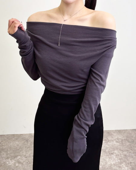 INGNI（イング） ギャザードレープトップス ﾁｬｺｰﾙｸﾞﾚｰ