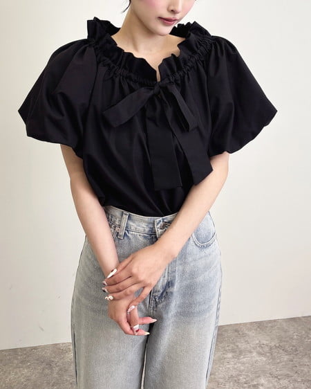 INGNI（イング） 2Wayギャザーオフショルブラウス ｸﾛ