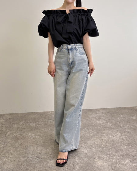 INGNI（イング） 2Wayギャザーオフショルブラウス ｸﾛ