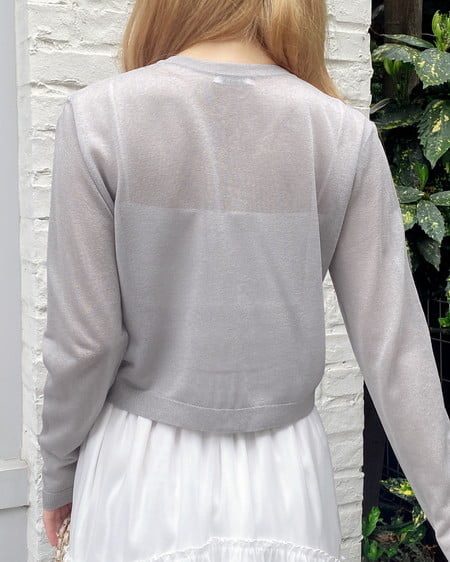 INGNI（イング） 胸ロゴシアーニットカーディガン ｸﾞﾚｰ/ｵﾌﾎﾜｲﾄ