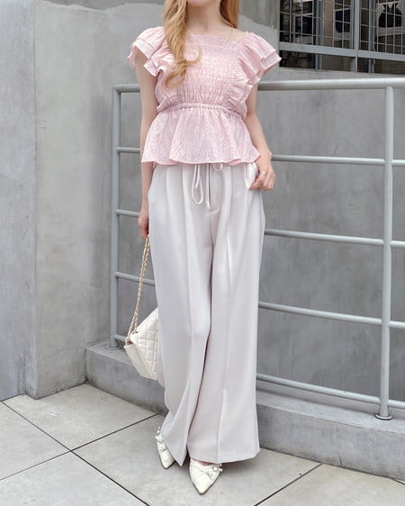 INGNI(イング) ハイウエストリボンパンツ アイボリー