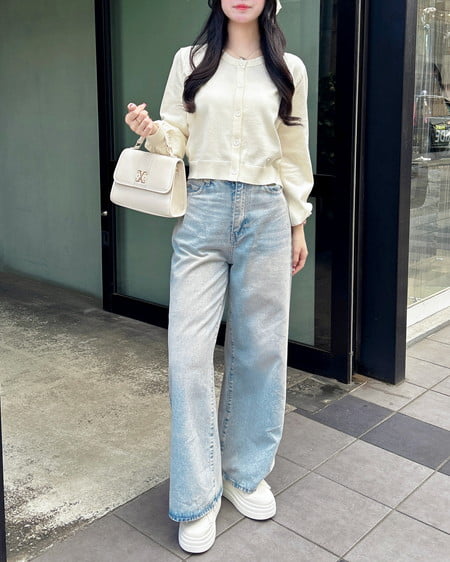 INGNI（イング） グリッターラメデニムワイドパンツ ﾃﾞﾆﾑ/ﾗｲﾄﾌﾞﾙｰ