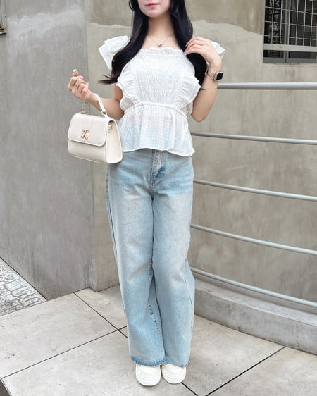 INGNI（イング） グリッターラメデニムワイドパンツ ﾃﾞﾆﾑ/ﾗｲﾄﾌﾞﾙｰ