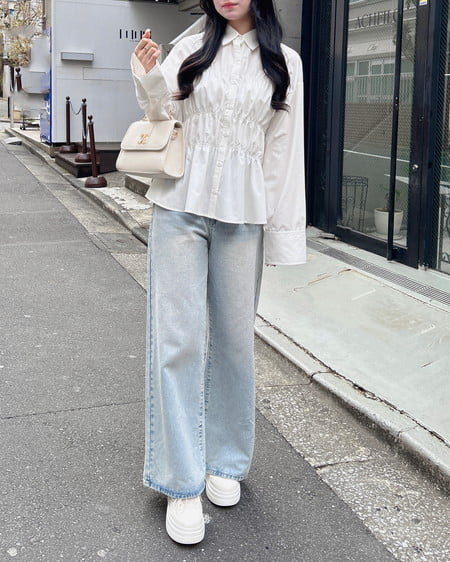 INGNI（イング） グリッターラメデニムワイドパンツ ﾃﾞﾆﾑ/ﾗｲﾄﾌﾞﾙｰ