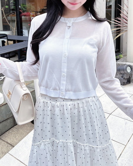 INGNI（イング） 胸ロゴシアーニットカーディガン ｵﾌﾎﾜｲﾄ/ｵﾌﾎﾜｲﾄ