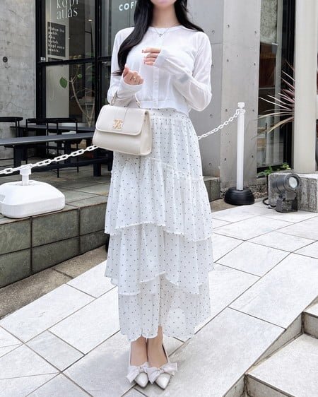 INGNI（イング） シアーティアードスカート ﾄﾞｯﾄ