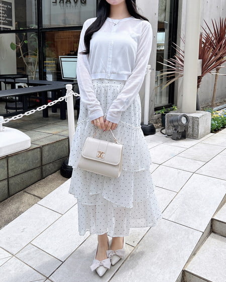 INGNI（イング） シアーティアードスカート ﾄﾞｯﾄ