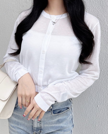 INGNI（イング） 胸ロゴシアーニットカーディガン ｵﾌﾎﾜｲﾄ/ｵﾌﾎﾜｲﾄ