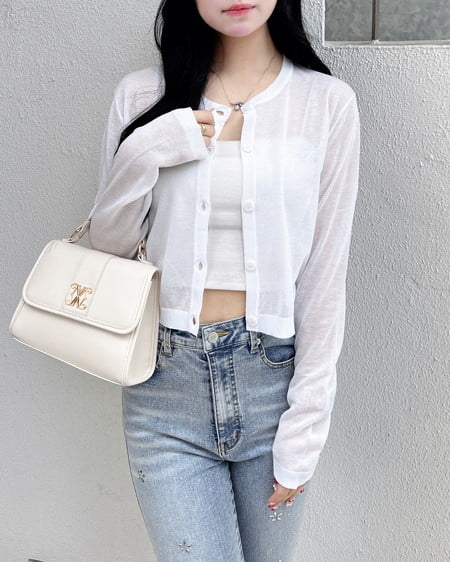 INGNI（イング） 胸ロゴシアーニットカーディガン ｵﾌﾎﾜｲﾄ/ｵﾌﾎﾜｲﾄ